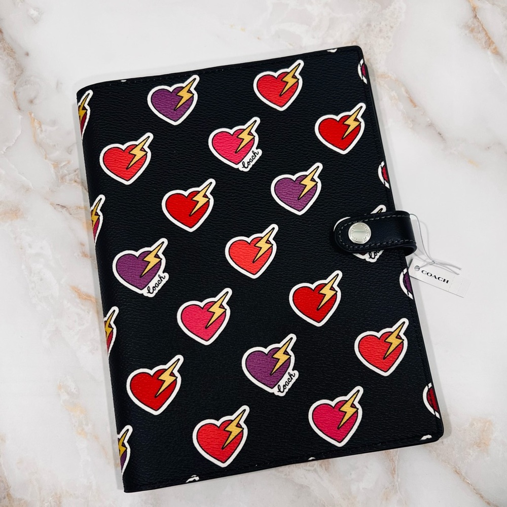 NWT COACH NOTEBOOK with Heart Bolt Print